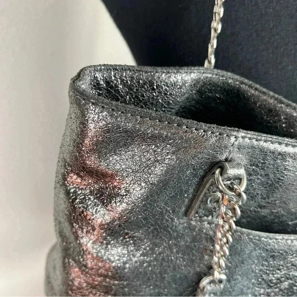 Michael Michael Kors Women’s Jet Set Metallic Silver Tote Purse Bag - Picture 10 of 16